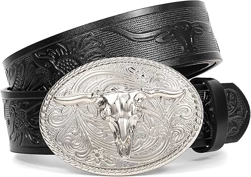 XZQTIVE Western Leather Belt for Men Women Cowgirl Cowboy